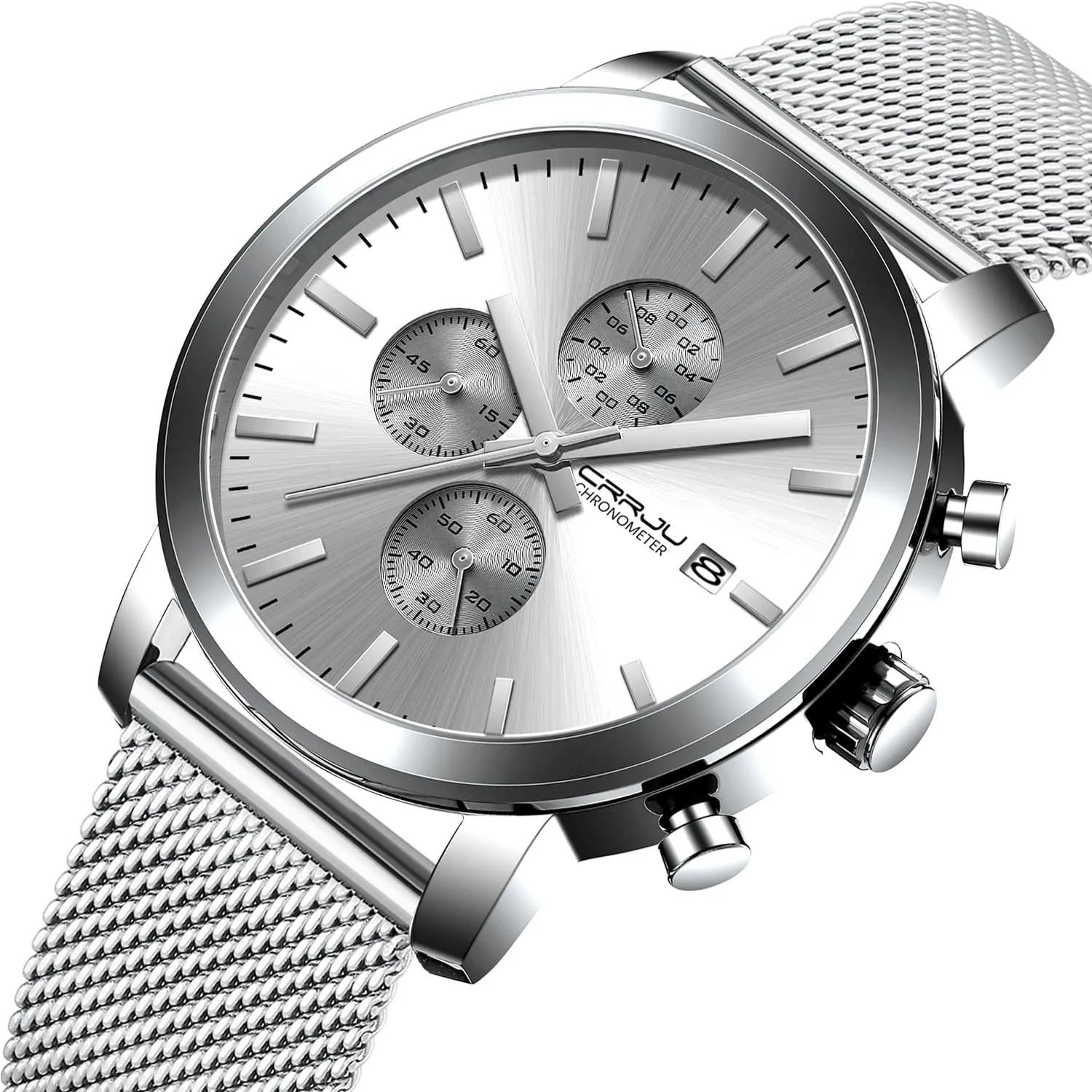 Men Luxury Waterproof Calendar lily besides prosperity recorder hiccup Chronograph Japan Movement Wristwatches CRRJU Mens Stylish Casual Quartz Watches for 