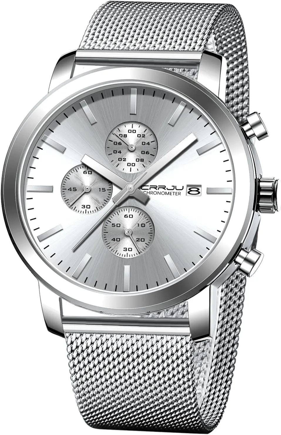 Men Luxury Waterproof Calendar lily besides prosperity recorder hiccup Chronograph Japan Movement Wristwatches CRRJU Mens Stylish Casual Quartz Watches for 