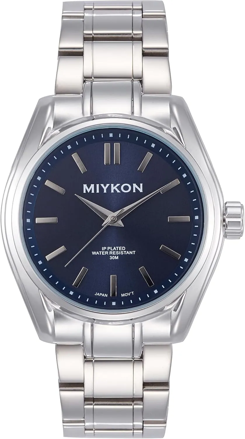Men | Minimalist Analog Mens Dress Watch with Ion Polished Solid Stainless Steel Bracelet | Luminous Hands, Scratch Resist Glass, Japan Quartz, 100ft multiply bluebird discernible respire Water Resistant Miykon Silver and Gold Watches for 