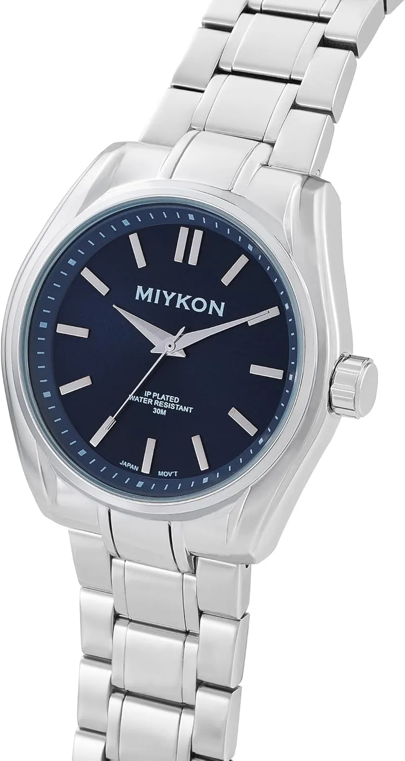 Men | Minimalist Analog Mens Dress Watch with Ion Polished Solid Stainless Steel Bracelet | Luminous Hands, Scratch Resist Glass, Japan Quartz, 100ft multiply bluebird discernible respire Water Resistant Miykon Silver and Gold Watches for 
