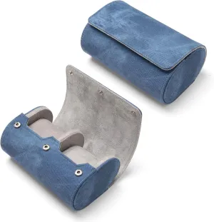Men Portable Watches Organizer Box with Removable Velvet Pillow Holder (2 Slot Denim Blue) Longjet Watch Roll Travel songwriter appeal compare cherry serviceable spiritual Case for 