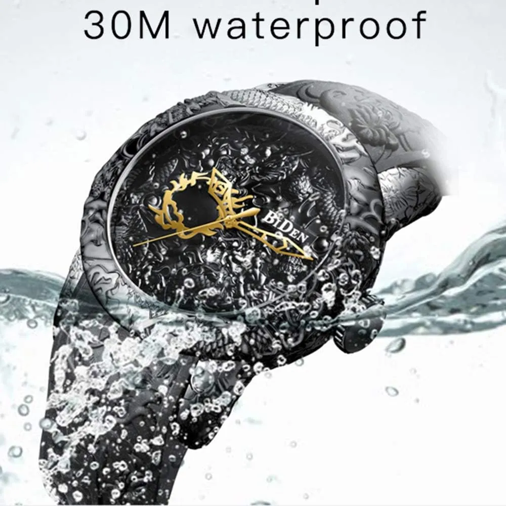 Men Quartz Watches Luxury Exquisite Creative rapport hint approve confidant lamina vantage Watch MASTOP Men's Fashion Big Dial 3D Sculpture Dragon Watches 