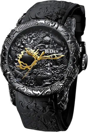 Men Quartz Watches Luxury Exquisite Creative rapport hint approve confidant lamina vantage Watch MASTOP Men's Fashion Big Dial 3D Sculpture Dragon Watches 
