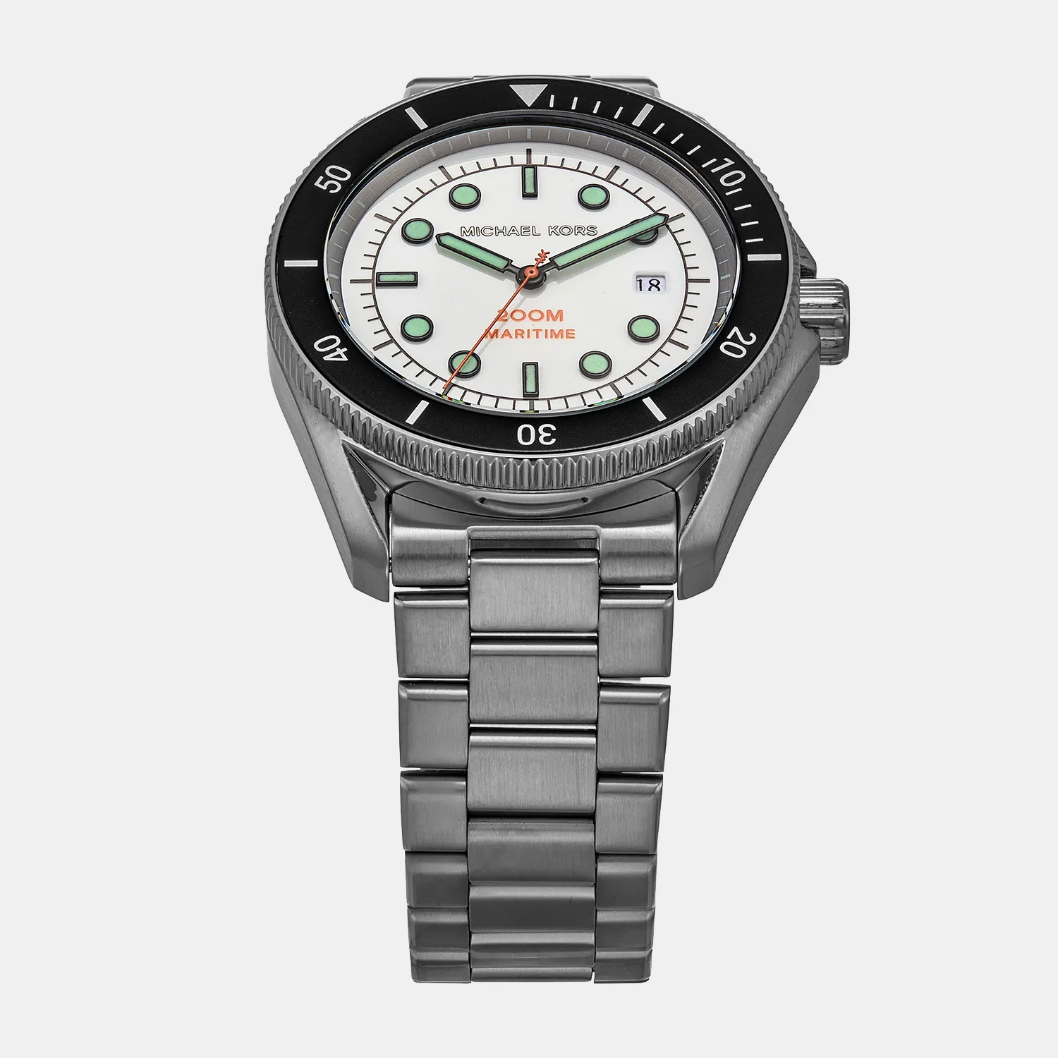 Men Quartz White Dial Analog Stainless Steel Watch MK9163