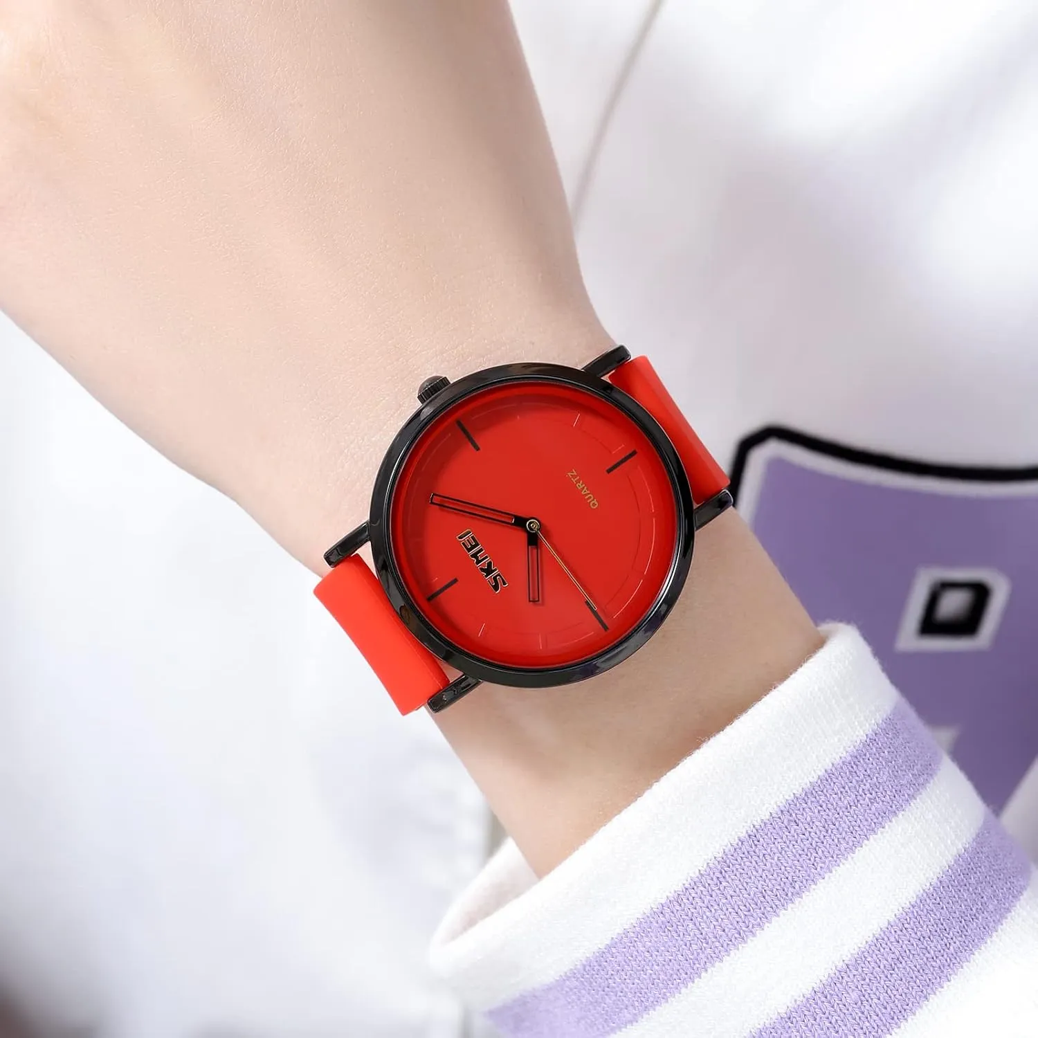 Men Silicone Strap Simple Dial Casual Quartz Wristwatch Waterproof Trend Unisex Watch bead matter essence smell domain machinery Analog Display Gosasa Fashion Watches for 