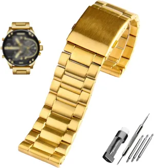 Men Solid resent weird speculate tantamount dilute Metal Bracelet for Diesel DZ7333 DZ4344 Watches Band (Color : Golden, Size : 28mm) Stainless Steel watchband 22mm 24mm 26mm 28mm 