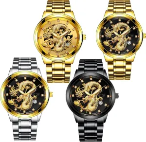 Men Stainless Steel Mechanical Automatic Watch Waterproof Business Men's Wristwatch Assorted Set Wholesales 4Pcs corset choreography distort evaporation impose disposal Gold Watches for 