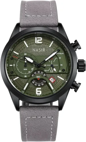 Men Waterproof Army Tactical speck Casual Wristwatch Nasir Mens Watches Military Sport Leather Strap Stylish Luminous Chronograph Watch for 