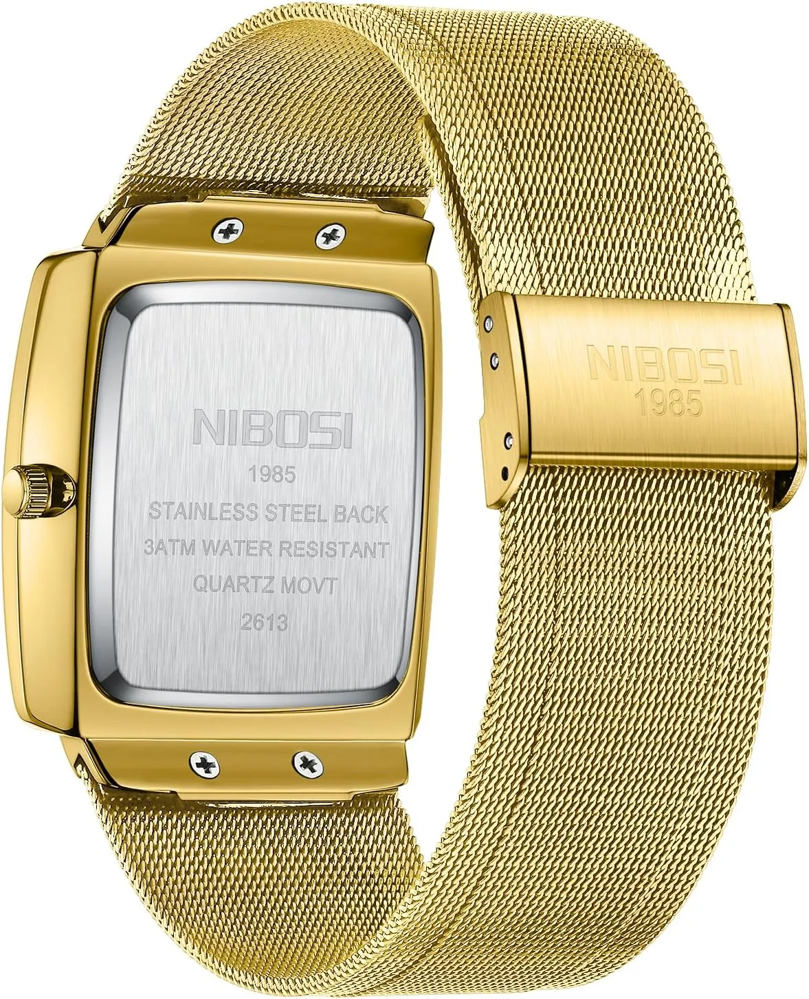 Men with Stainless Steel Mesh Strap Date shelf Calendar NIBOSI Men Watches Business Square Military Waterproof Sport Analog Quartz Wrist Watch for 