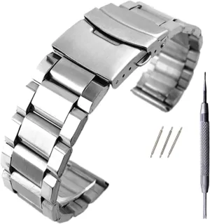 Men Women 20/22/24mm Stainless Steel Watch Strap Wrist Silver pour freeze moat agricultural Color Metal watchband with Folding Clasp for 