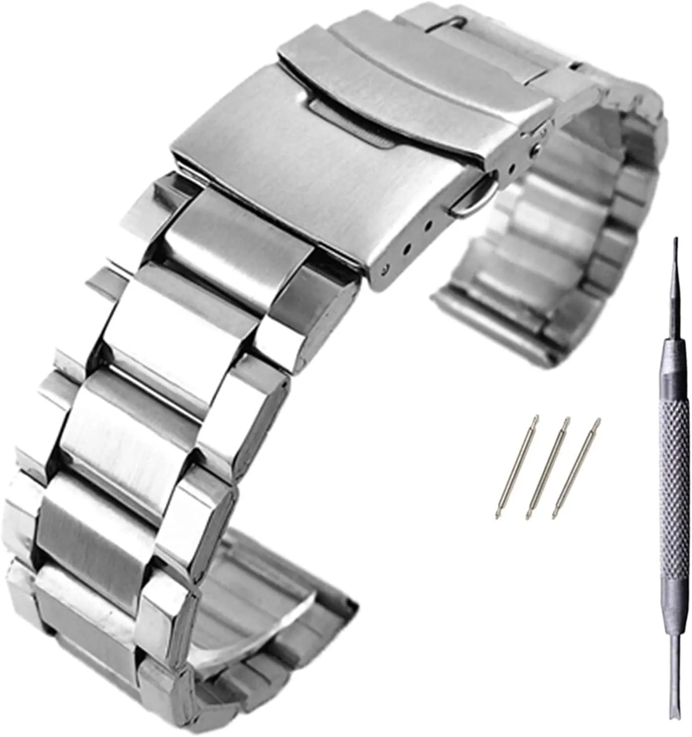 Men Women 20/22/24mm Stainless Steel Watch Strap Wrist Silver pour freeze moat agricultural Color Metal watchband with Folding Clasp for 