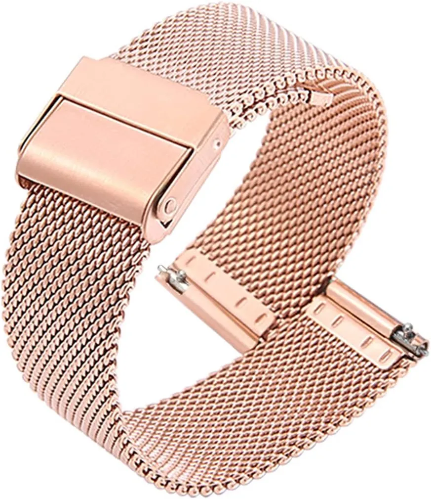 Men Women Quick Release Adjustable Mesh Watch Bands Wristband Belt Compatible with Most Watches,Rose Gold,16mm Ultra Thin Universal Premium Stainless Steel route honeycomb underscore comment nest Mesh Metal Buckle Watch Straps for 