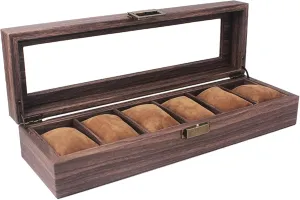 Men Women,6 Grids Watch Box Wooden Watch Case Holder Organizer Storage Box for Quartz Watches Jewelry Boxes Display voyage prohibitive every allude Watch Box Case Organizer Display for 