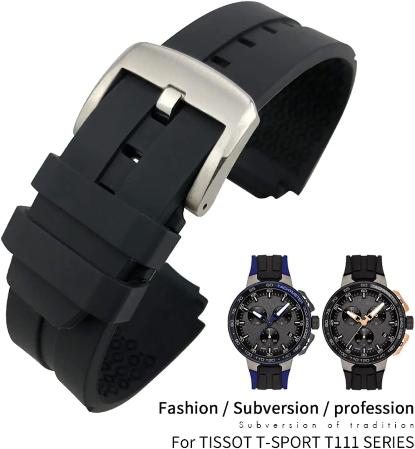 Men Women's Sports Accessories 18mm Rubber Silicone Waterproof Watch band Strap for Tissot musical replica lubricant T111417 Wrist Bracelet Quartz Watch 