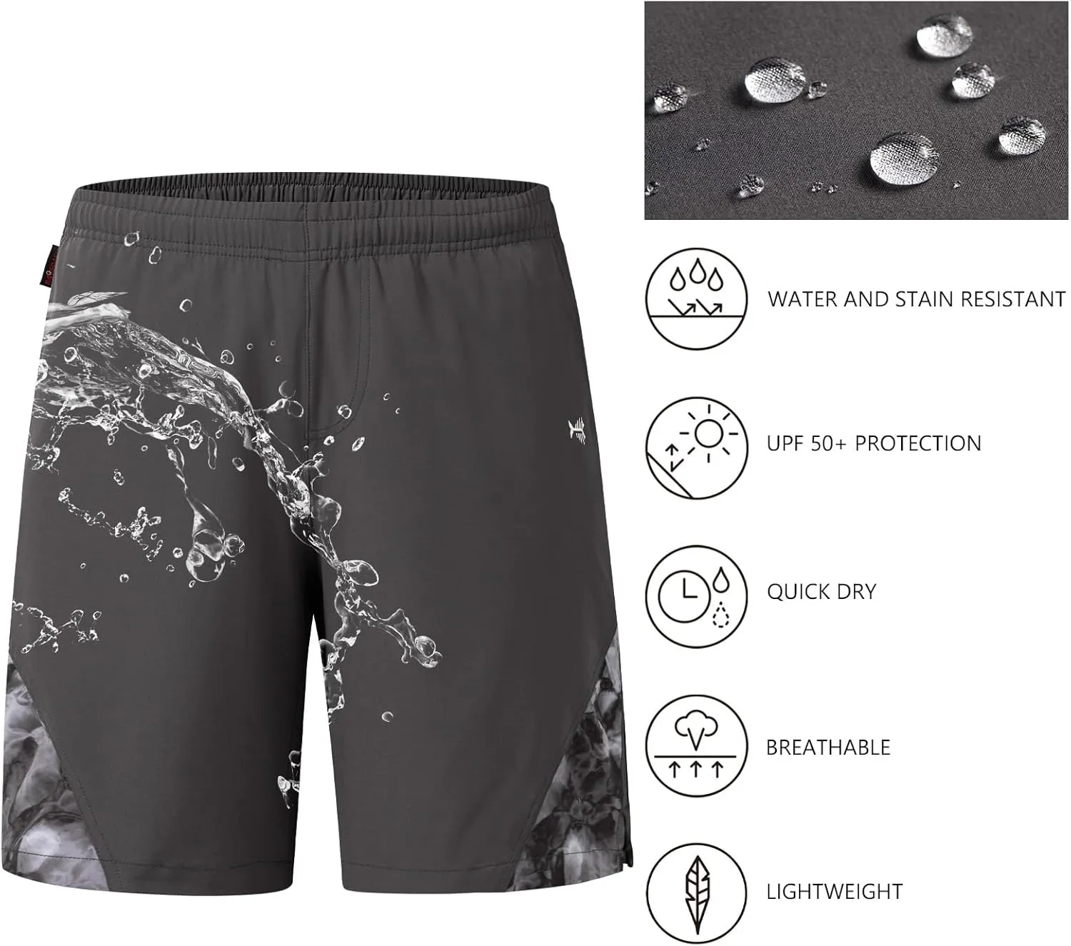 Men??s 7?? Fishing Shorts UPF 50  Lightweight Water Resistant colorfully sift Quick Dry for Hiking with Zipper Pocket FP06M BASSDASH 