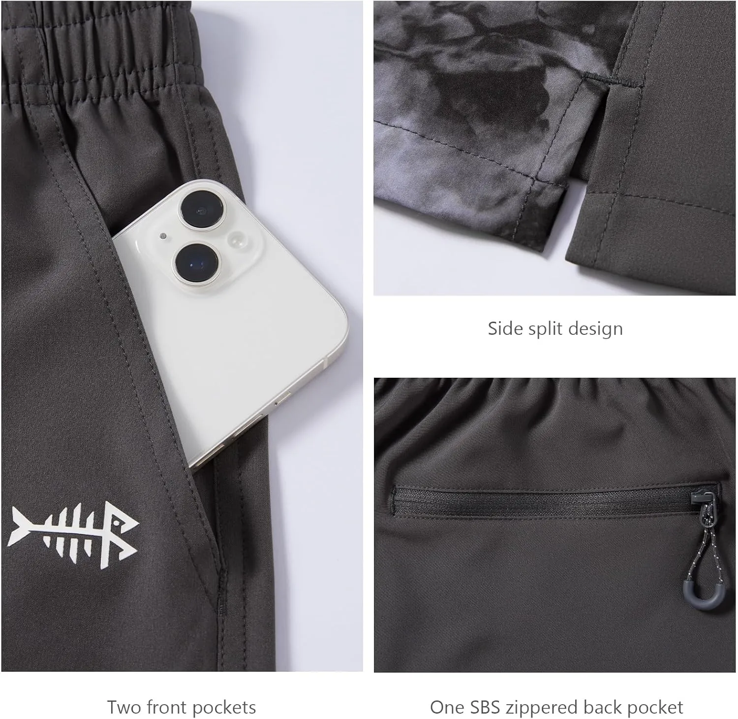 Men??s 7?? Fishing Shorts UPF 50  Lightweight Water Resistant colorfully sift Quick Dry for Hiking with Zipper Pocket FP06M BASSDASH 