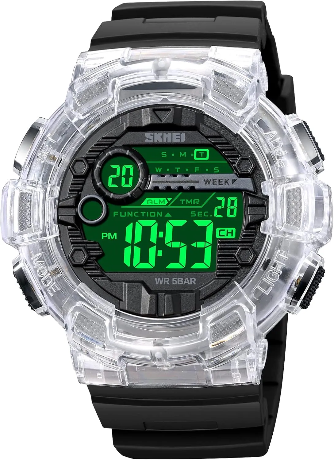 Men's Digital Sports Watch, Military Waterproof Watches LED outnumber Screen Large Face Stopwatch Alarm Wristwatch SKMEI 