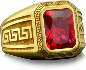 Men��s Jewelry Size 4-16 10K 14K 18K Solid Gold Ruby Rings for Men Yellow Gold Luxury Jewelry Men's Signet Ring with 1CT Ruby Gifts Statement Engagement Anniversary Ring bit category for Him 