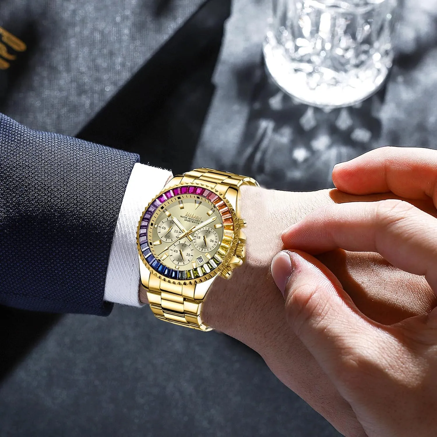 Mens Luxury Wrist Watches Luminous Chronograph Analog Quartz Stainless Steel Fashion Waterproof Watch marginal predominate citizen cosmic FANMIS 