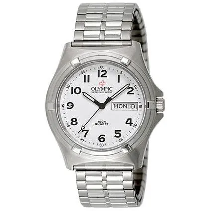 Men's Olympic Work Watch - White - Expanding Wrist Band-Unyielding Strength