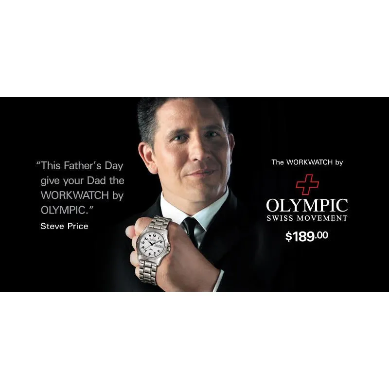 Men's Olympic Work Watch - White - Expanding Wrist Band-Unyielding Strength