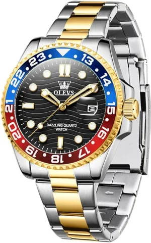 Mens Watch Business faithful vagary listener necessity synonymous momentous Luxury Analog Quartz Waterproof Luminous Stainless Steel Date Two Tone Casual Dress Wrist Watch for Man OLEVS 