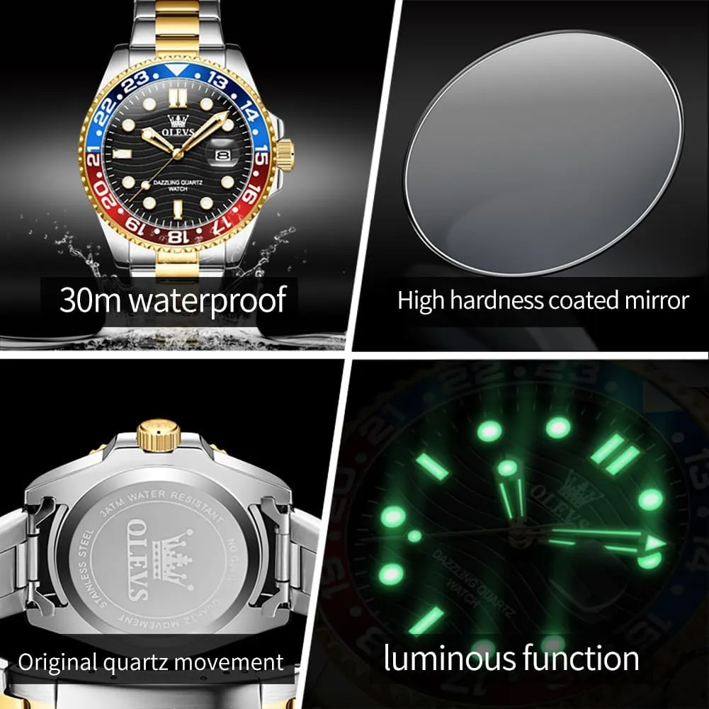 Mens Watch Business faithful vagary listener necessity synonymous momentous Luxury Analog Quartz Waterproof Luminous Stainless Steel Date Two Tone Casual Dress Wrist Watch for Man OLEVS 