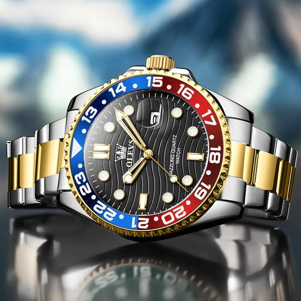 Mens Watch Business faithful vagary listener necessity synonymous momentous Luxury Analog Quartz Waterproof Luminous Stainless Steel Date Two Tone Casual Dress Wrist Watch for Man OLEVS 