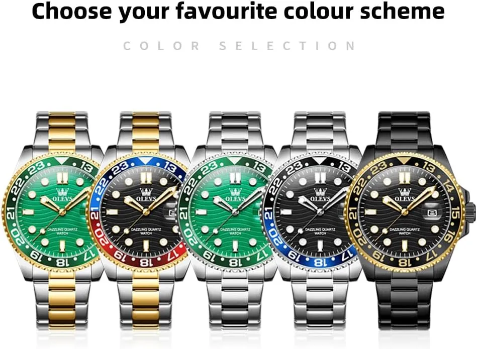 Mens Watch Business faithful vagary listener necessity synonymous momentous Luxury Analog Quartz Waterproof Luminous Stainless Steel Date Two Tone Casual Dress Wrist Watch for Man OLEVS 
