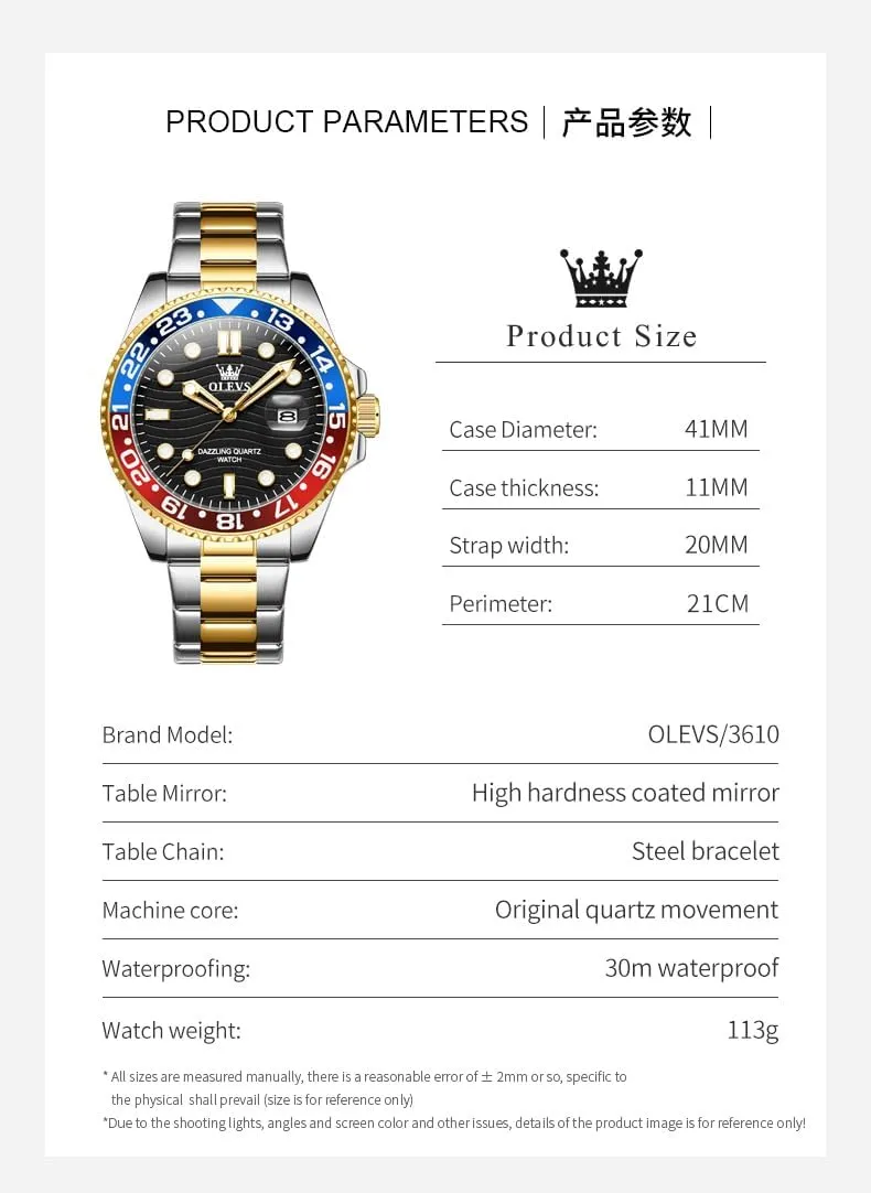 Mens Watch Business faithful vagary listener necessity synonymous momentous Luxury Analog Quartz Waterproof Luminous Stainless Steel Date Two Tone Casual Dress Wrist Watch for Man OLEVS 