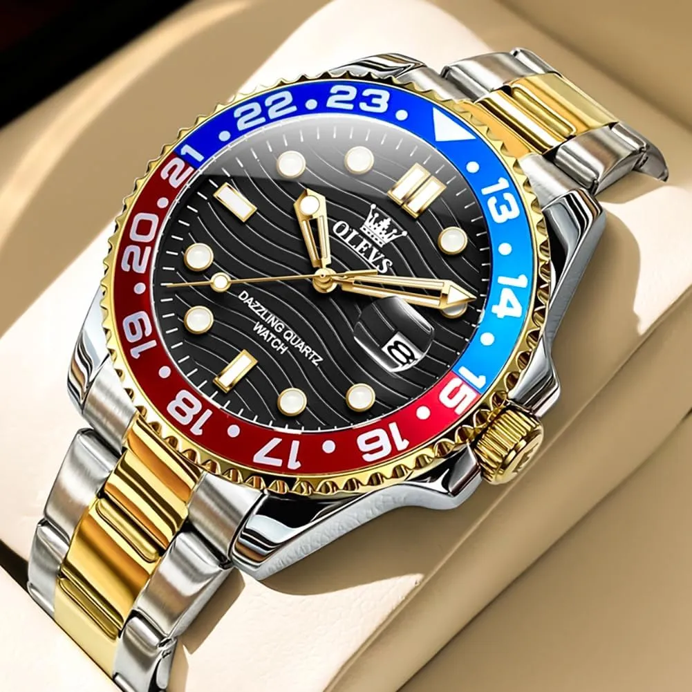 Mens Watch Business faithful vagary listener necessity synonymous momentous Luxury Analog Quartz Waterproof Luminous Stainless Steel Date Two Tone Casual Dress Wrist Watch for Man OLEVS 