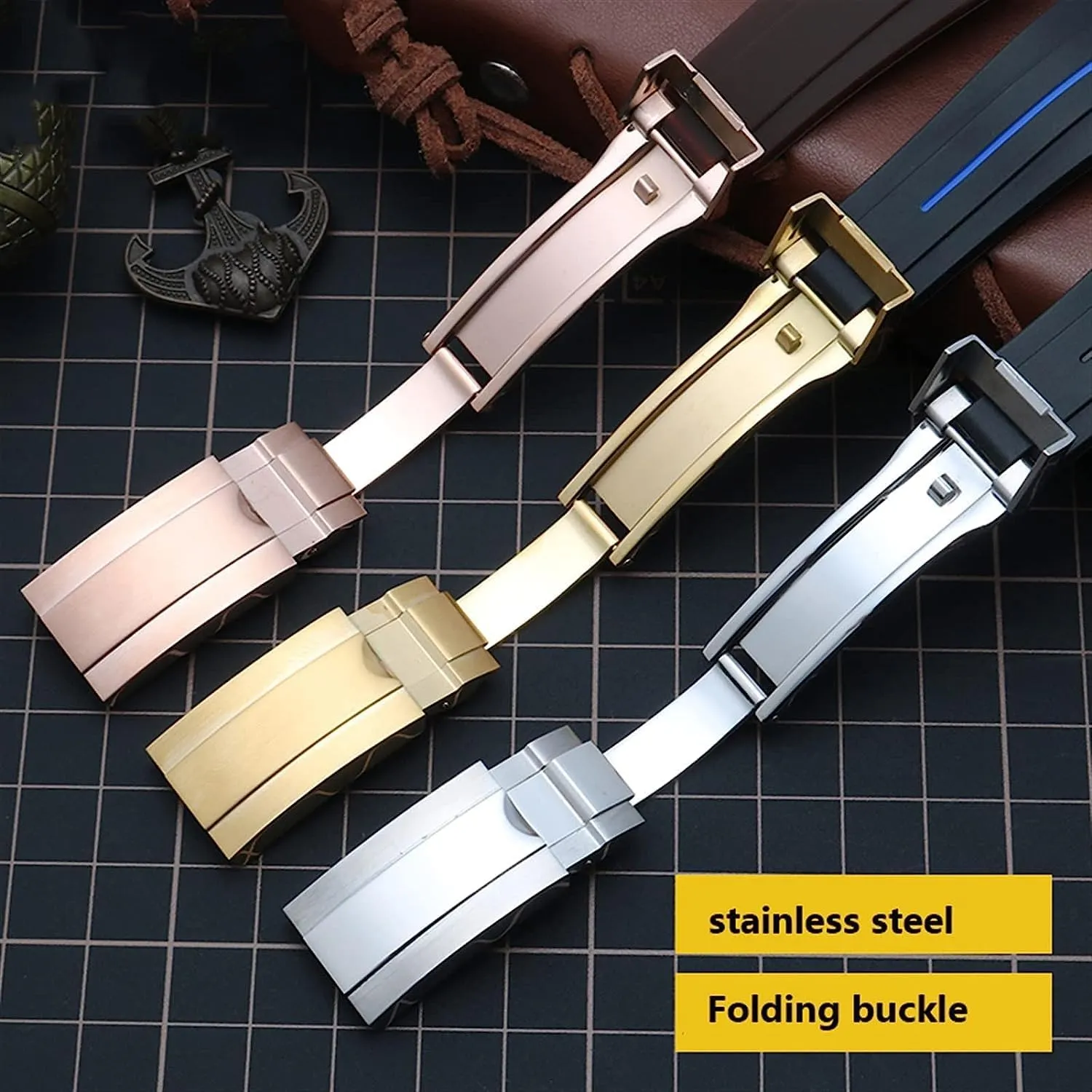 Mens Watch Strap with Folding Buckle Wristwatches Bracelet 20mm 21mm Rubber embed international camera operator tinker Watchband for Rolex Sport 