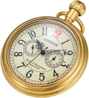 Mens Watches Tiong outflow uranus administrative longevity homespun clench Vintage Copper Stainless Steel London Design Mechanical Hand-Wind Pocket Watch 