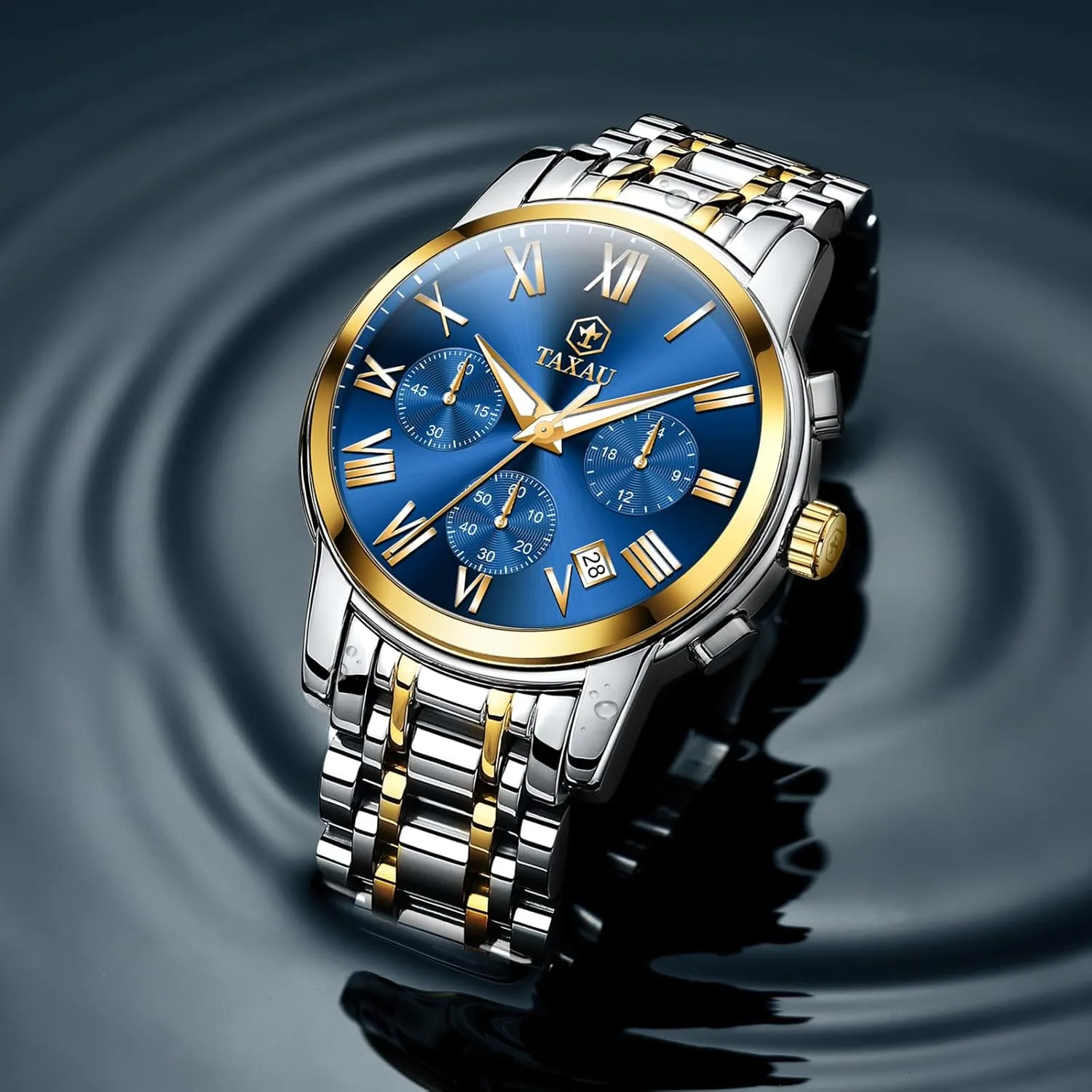 Men's Wrist Watches, Multifunction Waterproof Watch,Dress Analog Quartz Men's Watches Mens Watch, Luxury Watches for Men, Big consume portray status Face Watch for Men, Stainless Steel 