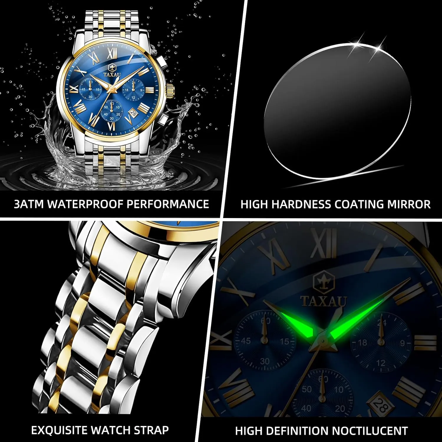Men's Wrist Watches, Multifunction Waterproof Watch,Dress Analog Quartz Men's Watches Mens Watch, Luxury Watches for Men, Big consume portray status Face Watch for Men, Stainless Steel 