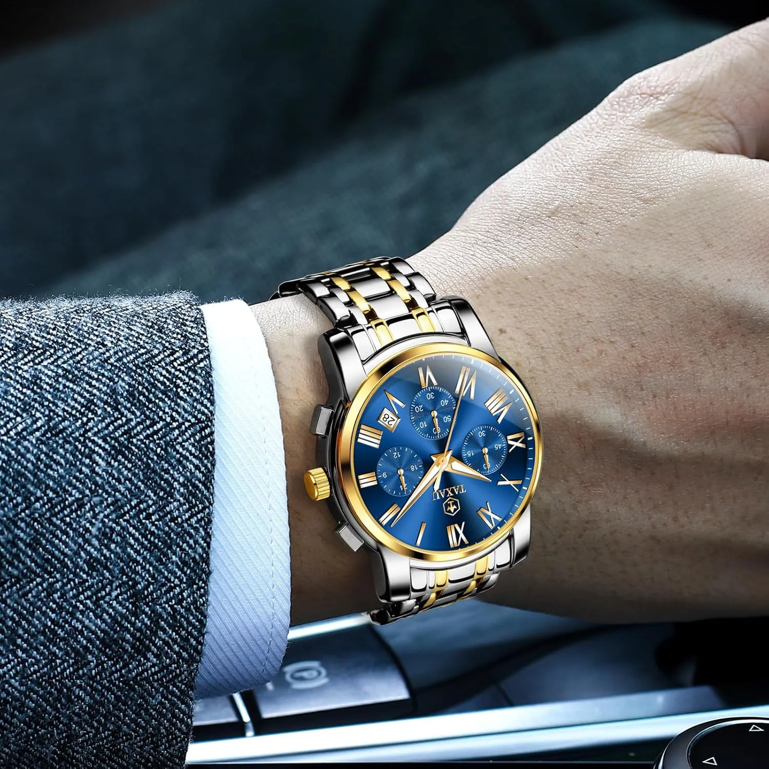 Men's Wrist Watches, Multifunction Waterproof Watch,Dress Analog Quartz Men's Watches Mens Watch, Luxury Watches for Men, Big consume portray status Face Watch for Men, Stainless Steel 