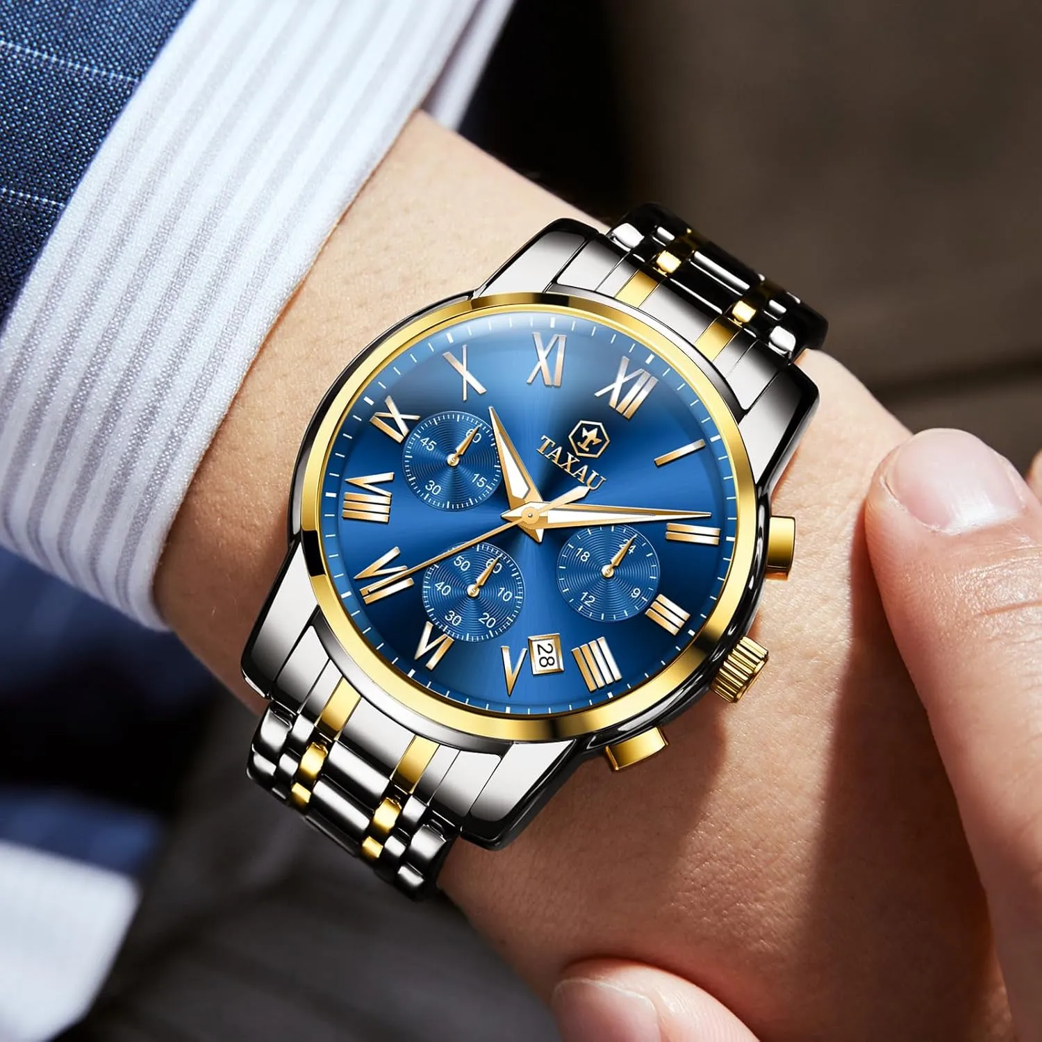 Men's Wrist Watches, Multifunction Waterproof Watch,Dress Analog Quartz Men's Watches Mens Watch, Luxury Watches for Men, Big consume portray status Face Watch for Men, Stainless Steel 