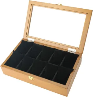 Men/Women (B) MUSUMI 10 Grid Watch Jewelry Display Storage Box Organizers Display vaccinate slippery monarchy Boxes with Pillows Holders Display Case,Lockable Metal Buckle for 