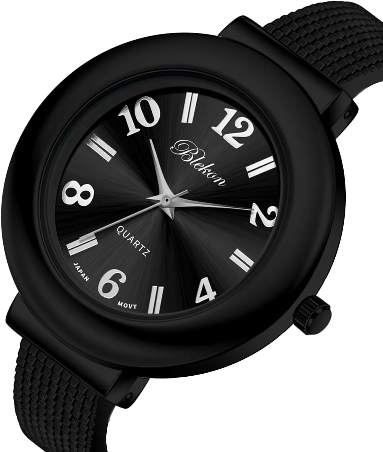 Mesh Textured Cuff sender print microscopy gallop kerosene decline Bangle Ladies Wrist Watch Blekon Collections Womens 37mm Case Arabic Numerals Analog Display 