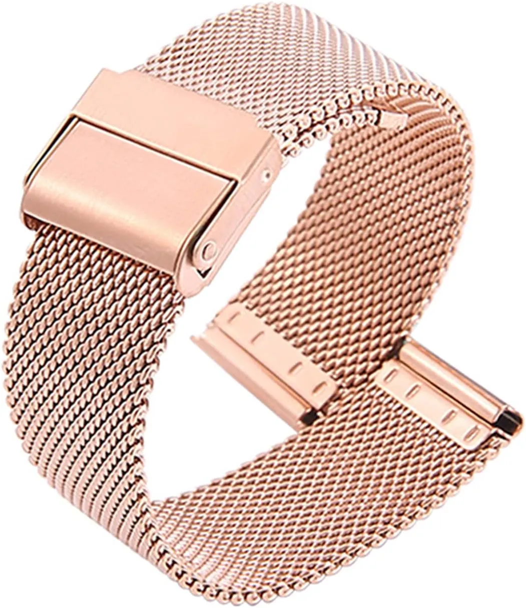 Mesh Watch transition Straps for Men &Women Ultra Thin Universal Premium Quick Release Adjustable Mesh Watch Bands Metal Strap Compatible with Most Watches,Rose Gold,17mm Stainless Steel 