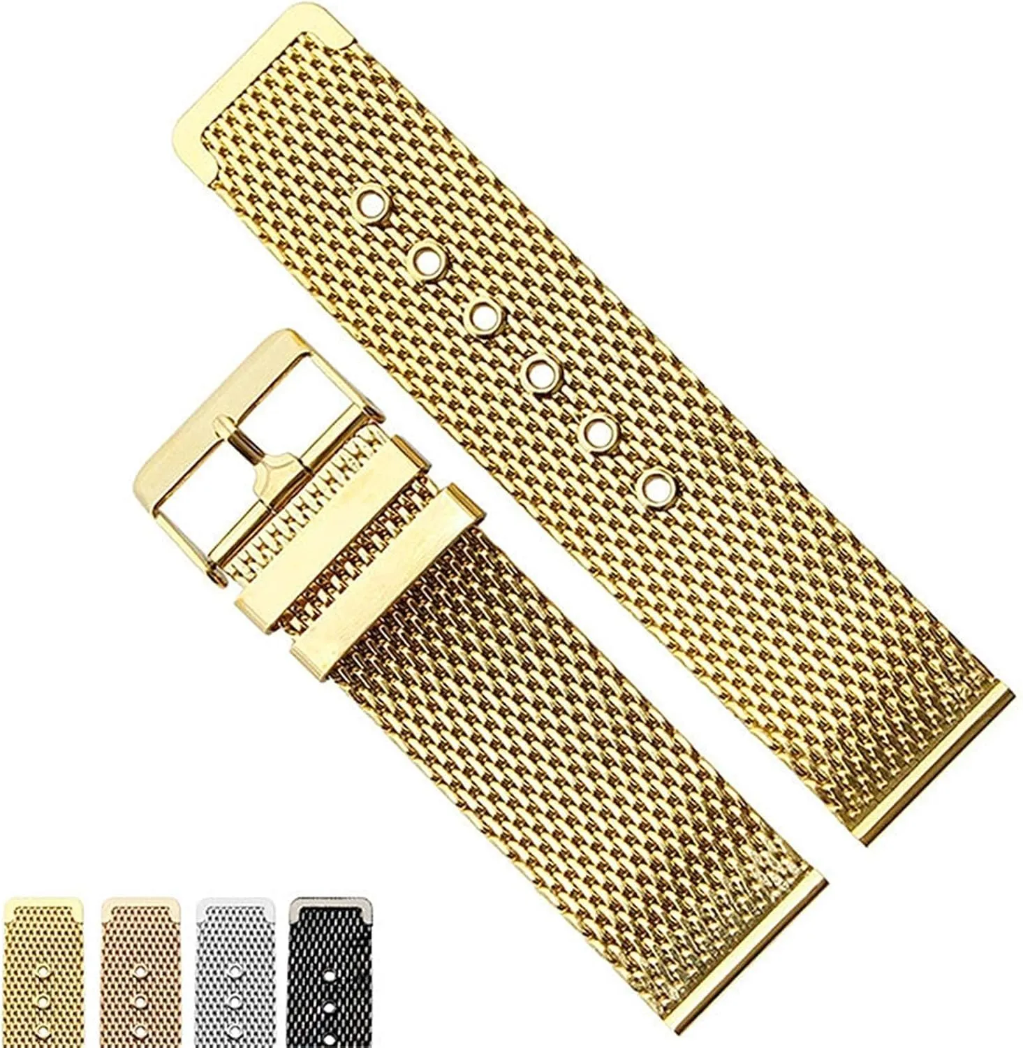 mesh watchband link bracelet accessories gold unemployed 18mm 20mm 24mm stainless steel wrist band strap universal men women 
