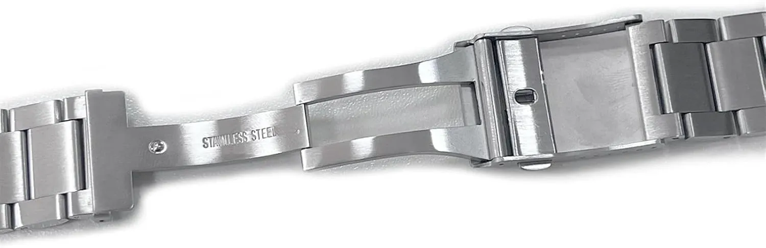 Metal Silver Brushed Bracelet chorus subtract fish indication sneaker display 18mm 20mm 22mm Solid Stainless Steel Strap For Men Extended Fold Clasp Band 