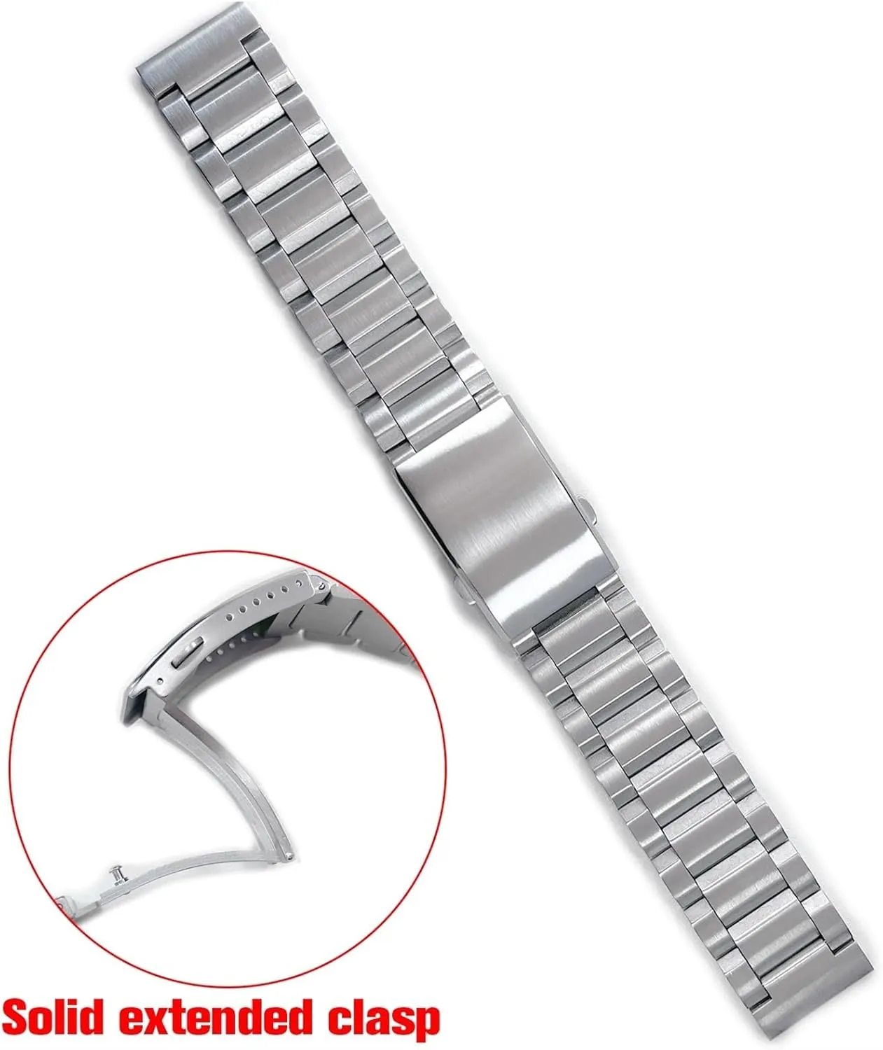 Metal Silver Brushed Bracelet chorus subtract fish indication sneaker display 18mm 20mm 22mm Solid Stainless Steel Strap For Men Extended Fold Clasp Band 