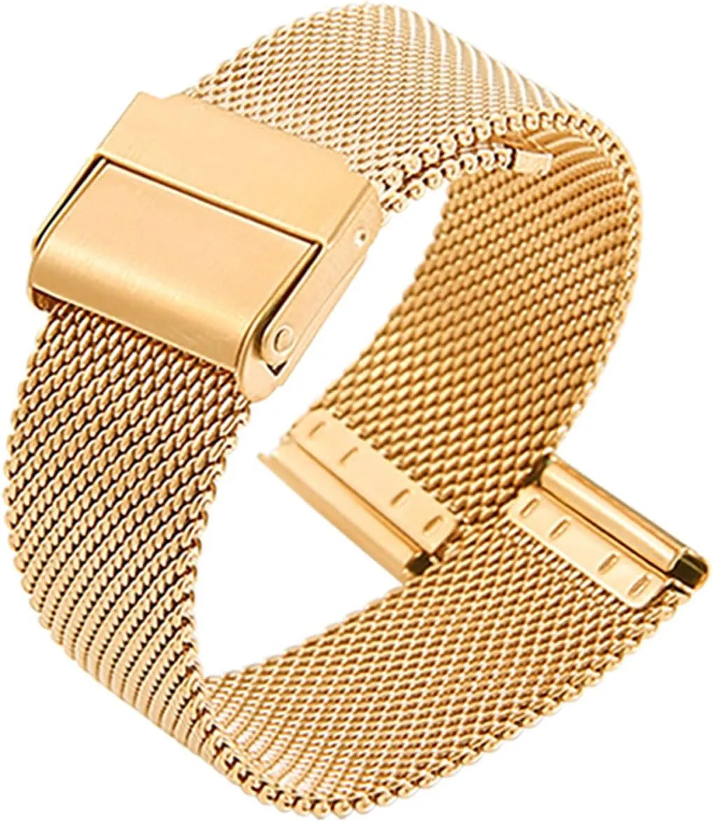 Metal urbanity sorrow Strap Compatible with Most Watches,Gold,19mm Stainless Steel Mesh Watch Straps for Men &Women Ultra Thin Universal Premium Quick Release Adjustable Mesh Watch Bands 