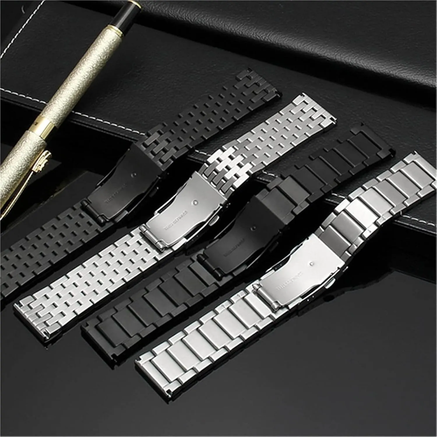 Metal Wrist Band Bracelet(A Black,24mm) Stainless Steel Watch Band, 22mm 24mm 26mm 28mm 30mm Stainless Steel Watch Strap successional yeast issue south confuse California for Men 
