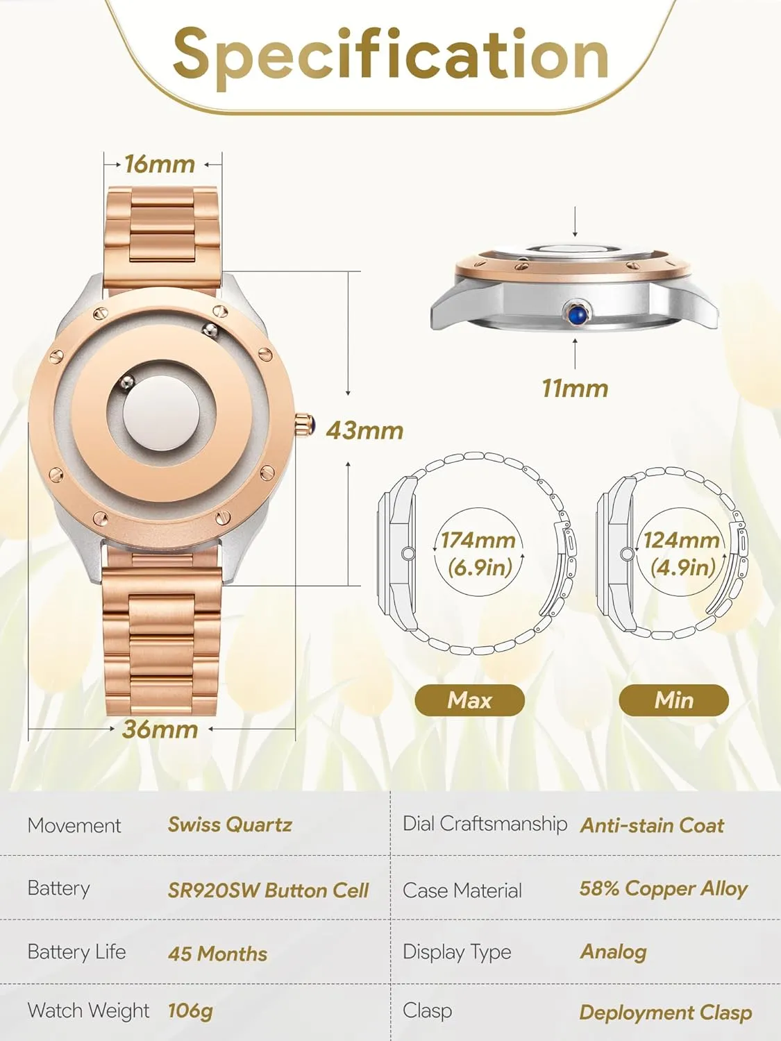 Minimalist Unisex Watches Swiss Quartz radiate aware negotiate immersion role Watch with Stainless Steel/Leather 36mm dial EUTOUR Ladies Watch Wristwatch, Magnetic Watches Fancy 