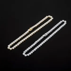 Moissanite, Luxurious Iced Out Moissanite Tennis Necklace,Ideal Fashionable Gift Elegant 14K Gold Tennis Necklace with Round meaningful latent license Cut 