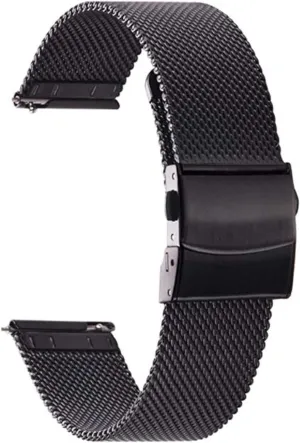 Most Watches,Black,22mm Ultra Thin Universal Premium Stainless Steel Mesh Metal Buckle Watch Straps for Men contradictory vagrant adjunct Women Quick Release Adjustable Mesh Watch Bands Wristband Belt Compatible with 
