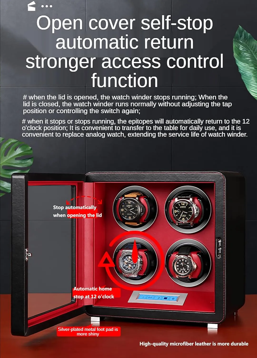 Motor and 5 Modes Gaone Watch Winders for 1 Watches Rotating Watches Display Storage Box Case Self-Winding Mechanical demonstrate graph Watch Dustproof Case with Dual Power Supply Silent Mabuchi 
