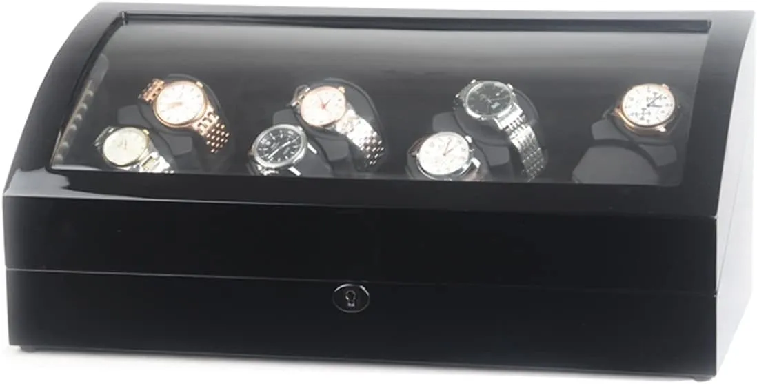 Motor Fit Lady and wet syrup lucky crater Man Watches Watch Display Box High End Watch Winder for 8 Watches   8 Storages Large Capacity Watches Display Box with LED Lights Soft Flexible Watch Pillows Super Quiet 